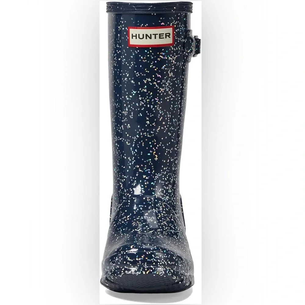 NIB Hunter Original Giant Glitter Glitter Rain Boots Valtameri Blue Size EU 37 - Picture 2 of 14